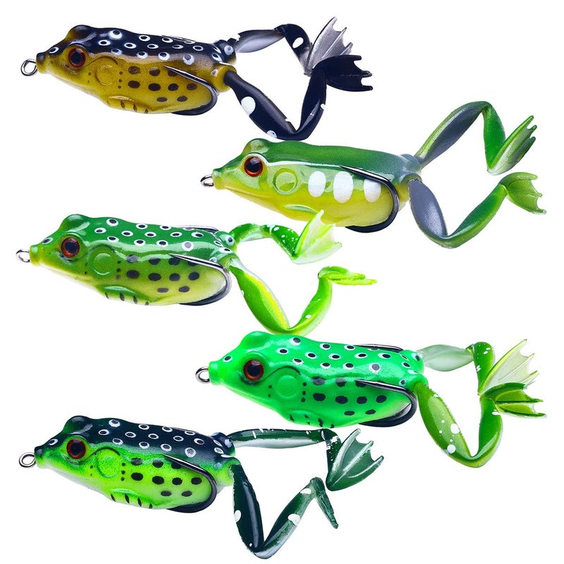 HENGJIA 5 pcs/Set Soft Frog Fishing Lures Snakehead Lure Topwater Simulation Soft Bass Bait Artificial Bait 5cm - Image 1
